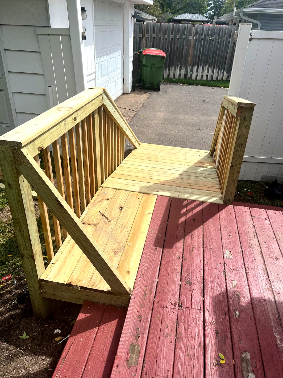 Ramp structure with handrails and support posts